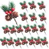 Zengjunwei 20 Picchetti Piccoli Rami di Pino Artificiale Con Bacche, Aghi di Pino Bacche Rosse Natale Decorazioni Per Arrangiamenti di Fiori di Natale Corone Alberi e Regalo Fai da Te Decorazione