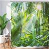 Hnmdmyi Tenda da doccia foresta 120x180, Giungla tropicale foresta pluviale verde palma pianta natura paesaggio scenario tenda da bagno impermeabile poliestere tessuto lavabile tenda da bagno