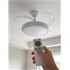 Genérico Ventilatore da soffitto con luce LED regolabile, 4 pale trasparenti, motore DC silenzioso, 6 velocità, funzione inversa estate/inverno, 60 W, con telecomando