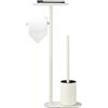 BGL Set di scopino WC autoportante in acciaio inox bianco - Scopino WC e scopino WC con porta carta igienica, set 3 in 1 con ripiano, design moderno