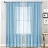 BOYOUTH Elegante tenda in voile trasparente a tinta unita, con tasca per asta, leggera, per finestre, per camera da letto, soggiorno, hotel, 140 x 250 cm, blu, 2 pannelli