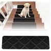 Yunlaishaocer 15 Pezzi Tappeto Scale Interne,55x19cm Tappetini per Scale in Moquette Antiscivolo,per Animali Domestici, Anziani e Bambini, Adesivi Antiscivolo per Moquette (Nero)