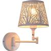 AIRTWESD Bianco metallo Appliques da comodino LED Applique da parete a braccio girevole Applique di Paralume E27 Lampada da parete interno (senza lampadina)