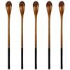 AOOSY Cucchiai di Legno, Cucchiaio di Legno con Manico Lungo Set di 5 cucchiai di miscelazione di Legno Naturale per caffè, tè e tè Bevande Calde (Marrone Scuro)