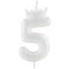 Zi Lan Candele di compleanno con corona bianca glitterata, classica candela bianca con numero di compleanno per decorazioni per torte, decorazioni per ragazze, anniversario di matrimonio, celebrazione