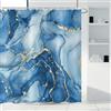 ASDCXZ Tenda da Doccia Blu Marmo 180x200 cm, Modern Abstract Art Blu Oro Marmo Ottica Texture Impermeabile Poliestere Tessuto Lavabile Tenda da Bagno con 12 Ganci