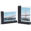 RLAVBL Cornice di Vetro 10x15 Set di 2, Cornice Foto a Doppia Faccia Esposta in Orizzontale o Verticale, Cornice da Tavolo di Colore Nero