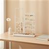 SONGMICS Portagioie, Espositore per Gioielli, Porta Orecchini, Metallo, Vassoio in Velluto, Porta Collane Regolabile, Altezza 30,9-47,5 cm, Bianco Opaco JJS026W01