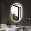 SIRHONA Specchio LED Bagno Ovale 80 x 50 cm, dimmerabile, 3 colori leggeri, anti-appannamento, memoria, IP44, presa, specchio da parete bagno, orizzontale/verticale