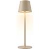 D-LIGHT PROFESSIONAL Lampada da Tavolo Senza Fili da Scrivania o Comodino Ricaricabile con Presa USB, Abat-Jour Dimmerabile con 3 Luci Led Diversa Intensità per Camera, Ufficio, Ristorante - Beige