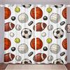 Loussiesd Tende oscuranti per ragazzi da pallacanestro da calcio, rugby, pallavolo, tenda per finestra a tema sportivo per bambini bambini 3D con motivo a sfera per trattamenti per finestre e camere Decor W46