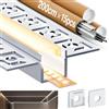 LASLUX 15× Profilo Alluminio 2M （Totale 30m） per Strisce LED, Profili LED da Incassare nel Cartongesso con Diffusore Opalescente, Max Striscia LED 12.9mm - Dimensioni 55.5 x 14.9mm