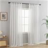 VOILYBIRD Set di 2 tende con passanti, per soggiorno, tessuto misto lino (bianco, altezza 245 x larghezza 140 cm)