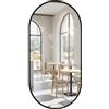 MAT-HAUS Furniture and home decor Specchio da parete ovale con telaio in metallo - Specchio da bagno dal design moderno, montaggio a parete, nero o oro (nero, 100 x 50 cm)
