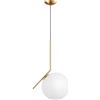 LFsem Lampada a sospensione asimmetrica in vetro, Lampada E27, Globo in vetro opalino, Asta in ferro Oro, Cavo regolabile da 120cm per cucina, sala da pranzo, camera, caffetteria (30CM)