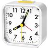 SPORWAY Sveglia Analogica Silenziosa senza Ticchettio: Sveglie da Comodino con Funzione Snooze e Luce, Portatile Sveglia al Quarzo Alimentata a Batteria per Camera da Letto, Ufficio, Viaggi (Bianco)