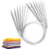 LNSYSNS 9 Pezzi Ferri Circolari Intercambiabili, 80 cm Acciaio Inossidabile Ferri da Maglia, Doppia Punta Aghi a Maglia Circolare, 2/2,5/3/3,5/4/5/6/7/8 mm, per Maglia Sciarpe, Calze, Maglioni