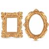 Heqxwl 2 mini cornici vintage - cornice barocca in resina effetto bronzo retrò ovale e quadrata, cornice decorativa per orecchini, collane, foto o decorazione da tavolo, senza vetro e retrowa