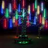 DINOWIN 30cm 10 Tubo 360LED Pioggia Luci,DINOWIN Meteor Luci Impermeabili Solare Decorazione luci a Sospensione per Esterni Giardino Festa di Nozze, alberi di Natale (Colore)