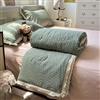 Odot Trapunta Piumino Estivo Reversibile, 4,5 Tog Cotone Trapuntino Copriletto Leggera Primaverile Coperta Trapuntatura Morbido per Letto Matrimoniale (Pois verde salvia,150 * 200cm)