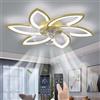 YUNZI Muto Ventilatore da soffitto con luce con telecomando, LED Dimmerabile Lampada da soffitto Moderno Illuminazione per Soggiorno Camera da letto, Regolabile 6 velocità, Oro 78CM