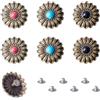 PH PandaHall PandaHall - Set di 6 rivetti per pelle a forma di fiore, rivetti a vite, color bronzo antico, bottoni decorativi di ricambio, per cucito, artigianato in pelle, vestiti, cinture