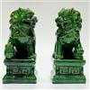 Siunwdiy Statue Cani Foo Cinesi in Ceramica - Coppia di Leoni Guardiani del Tempio, Decorazione Feng Shui, Set Regalo Orientale,Verde,5.12 * 7.48in