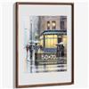 Feihorrm Cornice portafoto 50 x 70 cm, in legno di noce naturale con vetro temperato, fatta a mano, angolo arrotondato 50 x 70 cm, cornice per poster in legno opaco su 39 x 49 cm, con passepartout per grandi