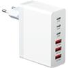 sccvee Caricatore USB C, 100W GaN 6 porte con 3 USBC e 3 USBA, connettore USB-C compatibile con iPhone 11/12/13/14/15/16 Pro Max/Galaxy S24/S23/S22/S21/Google/Tablet