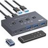 TJCXELE Selettore switch USB 3.2 4 computer condividono 1 USB C e 3 dispositivi USB A 10Gbps 4 porte USB Switcher Condivisione tastiera Mouse Stampante Scanner con 4 cavi USB 3.0 e telecomando e USB C a USB A