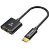 biaze Y25 Type C scheda audio esterna USB-C adattatore audio stereo adattatore esterno scheda audio per computer, PS5, PS4, cuffie USB e microfono