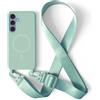JIYUDZ JIYU Cover Magnetica per Samsung Galaxy S24 Plus/Galaxy S25 Plus 5G con Cordino,Custodia Silicone Compatibile con MagSafe,Cover Silicone con Corda Collana Tracolla Laccio Regolabile,Menta verde