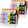 Clywenss PGI-530 CLI-531 XXL Cartucce d'inchiostro Compatibili con Canon 530 531 PGI530 CLI531 per Pixma TS8750 TS8751 TS-8750 TS-8751 Stampante, 12-Pezzi (PGBK, Nero, Ciano, Magenta, Giallo, Grigio)