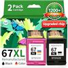 MYTONER HP 67XL - Inchiostro di ricambio per stampante HP Ink 67 nero/colore Combo Pack HP 67XL per DeskJet 6055e 2755e 2855e 2800e 4155e 2700e 2700 Envy 6000 6400 Envy Pro 6458, inchiostro HP 67