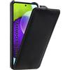 STILGUT Custodia compatibile con Samsung Galaxy A72 con aletta verticale e chiusura a clip, in vera pelle, colore: Nero