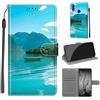 KENHONER Custodia per Huawei P Smart 2019/Honor 10 Lite, Barca | Portafoglio Pelle PU, Magnetica, Resistente Agli Urti, Scomparto Carte Credito, Pieghevole, Flip Libro, Motivo