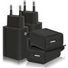 Jewan 4 Pezzi 12W Caricatore Presa USB, 5V/2.4A Alimentatore Caricabatterie USB Spina Charger Prese Spinotto Compatibile con iPhone Samsung Huawei Xiaomi LG (Nero)