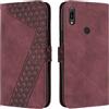 OKZone Cover per Huawei Y6 2019/Honor 8A/Y6 Prime 2019, Custodia a Libro in Pelle Protettiva Folio Portafoglio con Chiusura Magnetica e Slot per Carte Wallet Case Flip Antiurto Cover (Rosso)