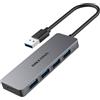 Dikeqinn Hub USB, hub USB 3.0 a 4 porte, hub dati USB per laptop con porta di alimentazione USB C, prolunga USB per laptop con porta A, Windows, Linux, PC HP e altro (USB-A)