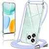 Coiwxmoi Cover per Honor X5C Plus con Cordino 6,74,Trasparente Custodia con Laccio Tracolla Corda Catena Cinghia,Ultra Morbido Silicone TPU Antiurto Case per Honor X5C Plus, Viola