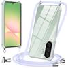 Vauki Cover per Samsung Galaxy A57 con Cordino, Custodia con Laccio Collana Tracolla Trasparente Silicone TPU+PC Bumper Back Antigraffio Proteggere Case Corda per Samsung Galaxy A57 6,7, Viola
