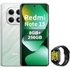 XIAOMI REDMI Note 15 4G Smartphone 8+256GB, Schermo AMOLED FHD+ 6,77, MediaTek Helio G100-Ultra, fotocamera da 108MP, batteria da 6000mAh, verde, incluso Smart Watch