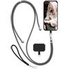 moex Unleash - Cordino per cellulare Motorola Razr Fold, da appendere senza custodia, universale, con moschettone, rimovibile, catena con cuscinetto per custodia, grigio, argento