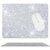 MXCVER Tappetino per mouse con brillantini argentati luccicanti, accessori da scrivania per videogiochi, tappetini in gomma per laptop, taglia unica