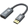 OHBUYAGN Adattatore DisplayPort a HDMI 8K@60Hz 4K@240Hz/120Hz, DisplayPort attivo 1.4a/2.1 a HDMI 2.1 per PC, Dell, HP, NVIDIA, VRR, G-SYNC, HDR, Dolby Vision, HDCP 2.3, DSC, RTX4090/4080, RTX5090/5080 (2) 5