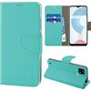 N NEWTOP Cover Compatibile per Realme C21, HQ Lateral Custodia Libro Flip Magnetica Portafoglio Simil Pelle Stand Protettiva (Aquamarine)