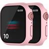 HANKN 2 Pezzi Rigido Cover per Apple Watch Series 6 5 4 SE 40mm Proteggi Schermo Vetro Temperato Custodia, Antiurto Copertura Completa Sensibile Tocco Anti-bolle Iwatch (40mm, Rosa x 2)