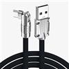 YSJJZRL Cavo USB tipo C 120W 6A LED Rotazione di 180° Cavo USB tipo C a ricarica rapida per Samsung Galaxy S23 S22 S9 Note 9 ecc. (1,8 M,Nero)