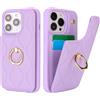 SailorTech iPhone 13 Pro Custodia Con Portacarte per Donne, Anello Stand Con Kickstand, Carta di Credito, Carino e Alla Moda - Viola