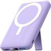 Azmuth Power Bank Magnetico 10000mAh, Ricarica Wireless 15W Compatibile con MagSafe, Stand Pieghevole e Display LED, USB-C 20W Rapida Portatile Caricatore, per iPhone 17/16/15/14/13/12 Serie, Viola